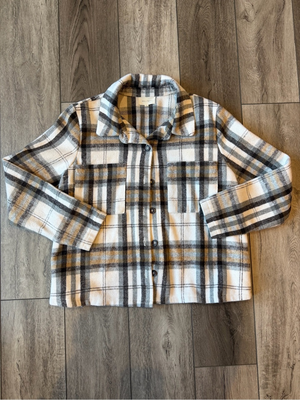 MELLODAY 90s Plaid Cabincore Button-Front Shirt Jacket